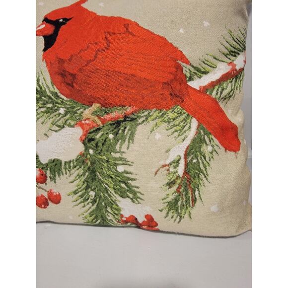 Red Cardinal Bird Decorative Throw Pillow Christmas Decor Square Pillow - Picture 4 of 7